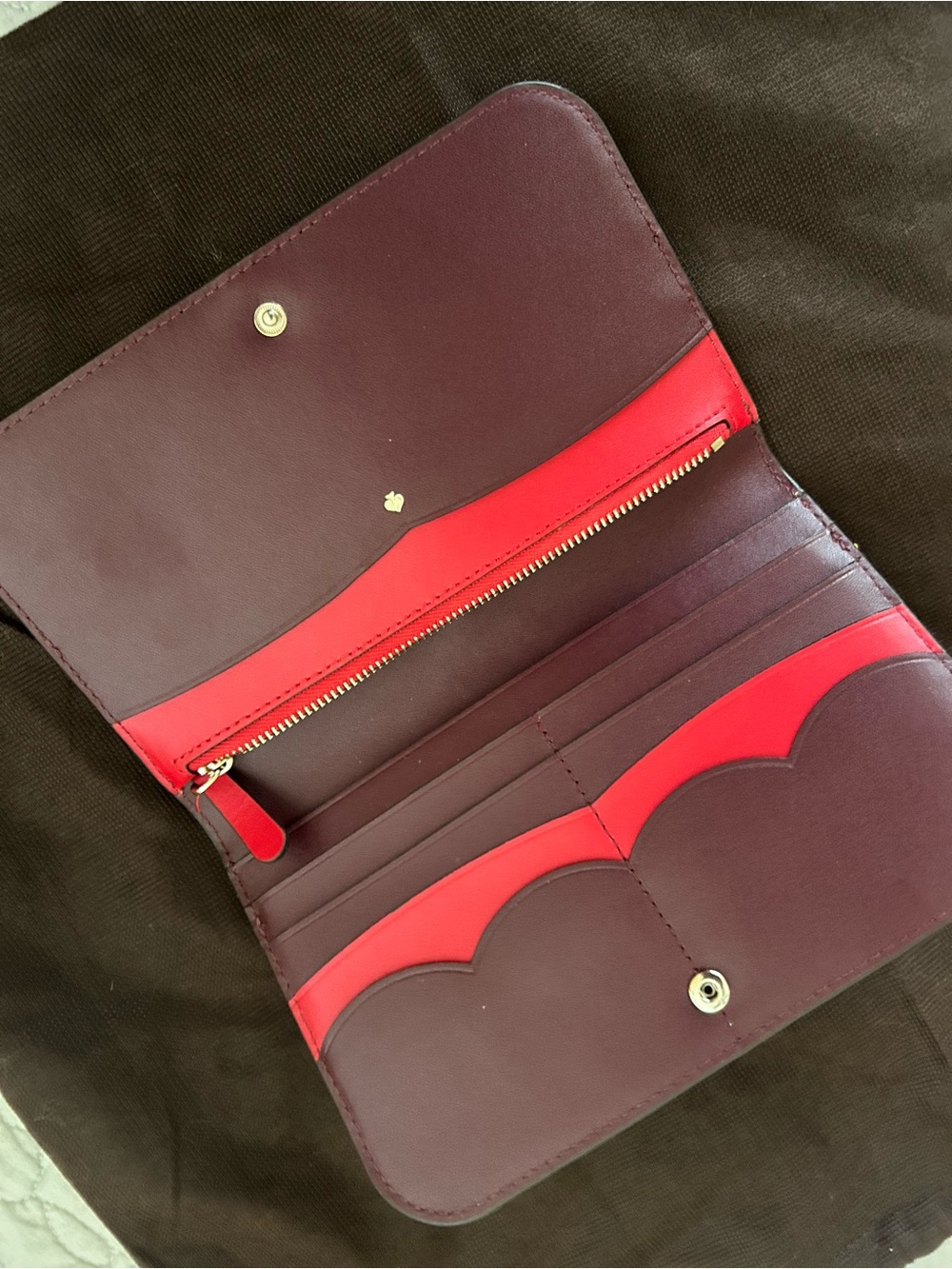 kate spade Colorblock Burgundy and Red Continental Wallet - Picture 2 of 6